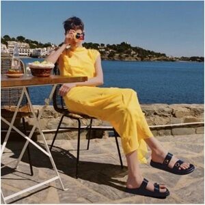 ZARA Leather Buckled Flat‎ Sandals Women’s Size 41 Black NWOT US 10/10.5 Summer